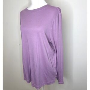 J.Jill Modal Top Women L Purple Round Long Sleeve TShirt Ballet Minimalist Basic